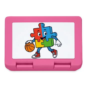 Colorful Puzzle Piece Dribbles Basketball - Lunchbox - pink - Front