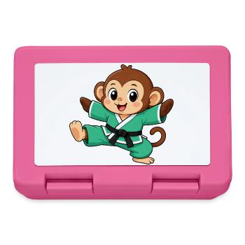 Singes de karaté combattant des chimpanzés Arts martiaux - Boîte à goûter - rose - Devant