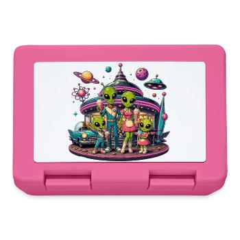 Famille extraterrestre dans le diner spatial - Boîte à goûter - rose - Devant