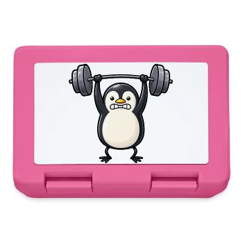 Süßer Pinguin Bodybuilder Fitness Cartoon - Brotdose - Pink - Vorne