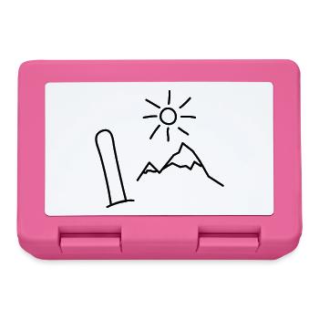 Snowboard Design mit Bergen und Sonne - Brotdose - Pink - Vorne