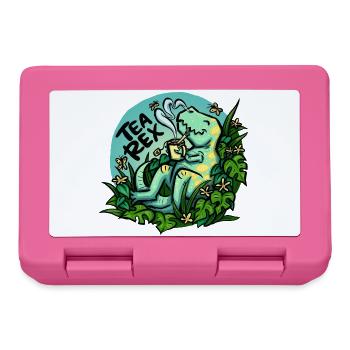 Tea Rex - Türkis -  (NO AI / Ohne KI) - Brotdose - Pink - Vorne
