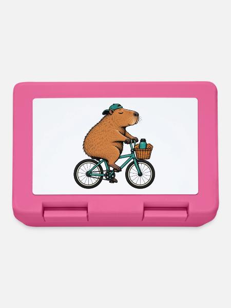 Biber auf Fahrrad mit Körbchen - Brotdose - Pink