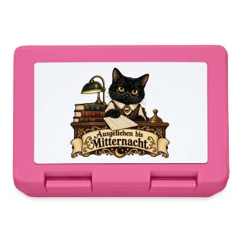 Schwarze Katze als Bibliothekarin - Brotdose - Pink - Vorne
