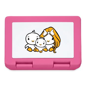 3 oiseaux Famille Parents Maman Papa Trois Enfant Bébé - Boîte à goûter - rose - Devant