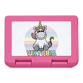 Viktoria Einhorn Name - Brotdose - Pink - Vorne