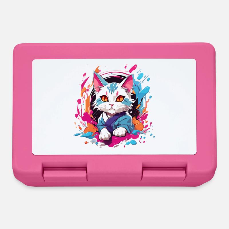 chat coloré - Boîte à goûter - rose