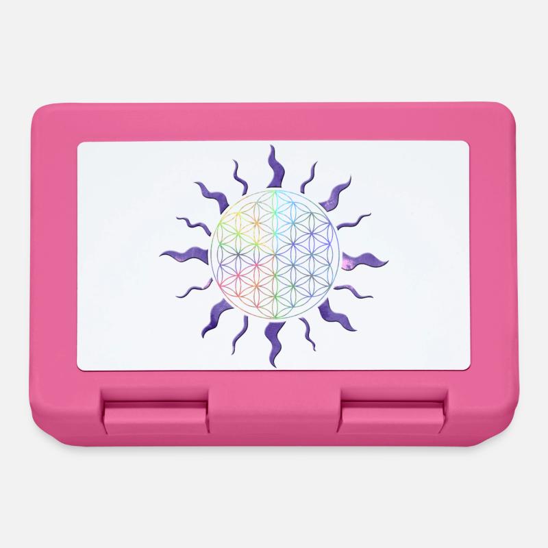 Blume des Lebens Sonne Mandala Regenbogen - Brotdose - Pink