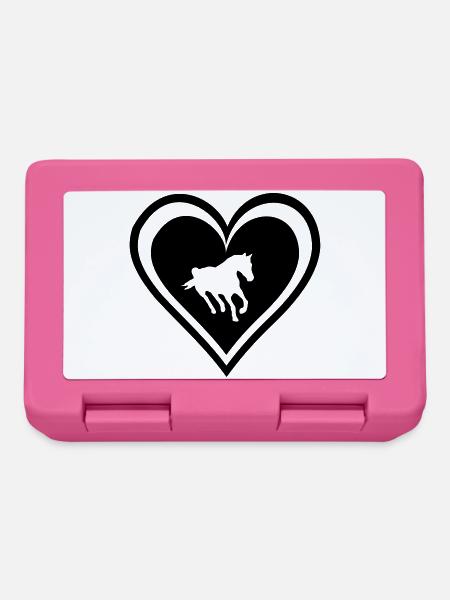 Herz mit Pferd - Brotdose - Pink