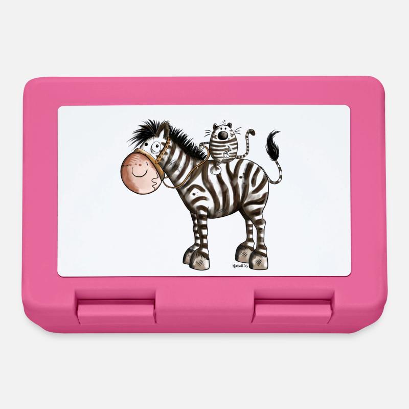 Zebra mit Katze - Brotdose - Pink