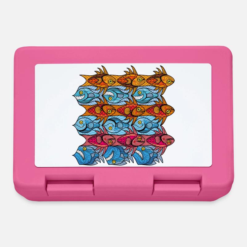 Tesselation poissons à la Escher en bleu rouge - Boîte à goûter - rose