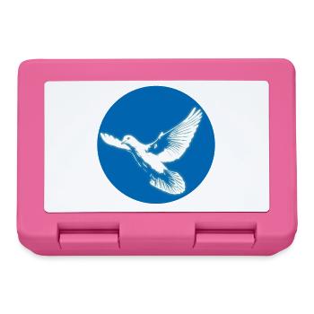 Colombe blanche brillante de paix dans un cercle bleu - Boîte à goûter - rose - Devant