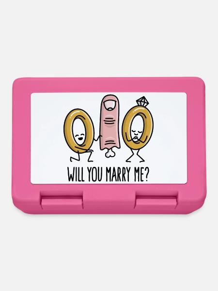 Willst du mich heiraten Heiratsantrag Eheringe - Brotdose - Pink