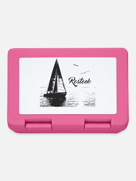 Rostock Segelboot und 2 Möwen - Brotdose - Pink
