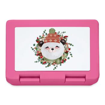 Petit ours panda en couronne de mélèze pour Noël - Boîte à goûter - rose - Devant