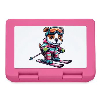 Dog American Staffordshire Terrier Ski Skier - Lunchbox - pink - Front