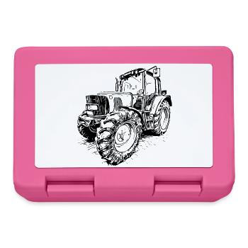 Green JD Tractor - Lunchbox - pink - Front