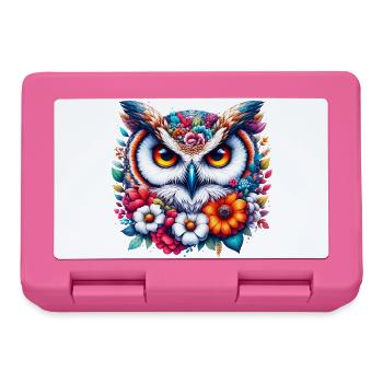 Owl decorated with flowers - Lunchbox - pink - Front