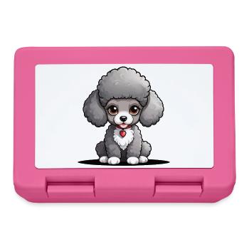 Wuscheliger Pudel mit Herzchen - Brotdose - Pink - Vorne