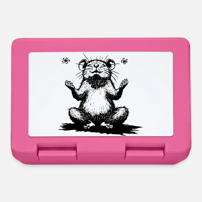 Hamster zen assis en noir et blanc - Boîte à goûter - rose