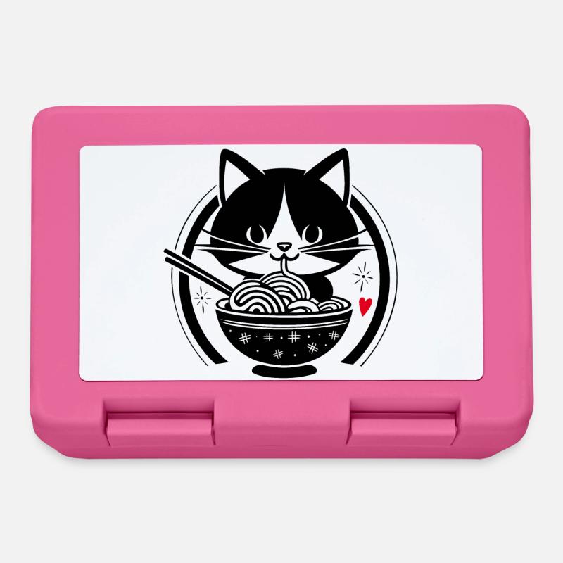 Kawaii Cat Eats Ramen – Cute Japanese Design - Lunchbox - pink