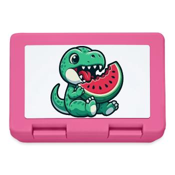 Dino T-Rex with Watermelon Summer Fruit Fun - Lunchbox - pink - Front