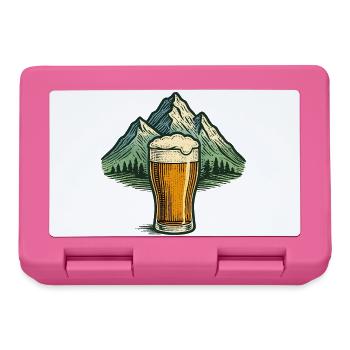 Bierglas mit Bergsilhouette - Brotdose - Pink - Vorne