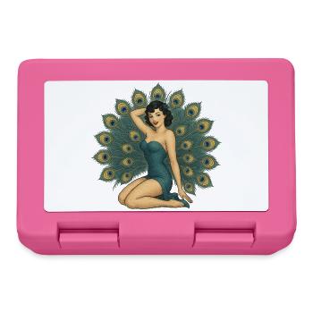 Elegantes Pfauen-Pinup - Brotdose - Pink - Vorne