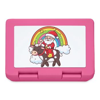 Kuh Weihnachtsmann Weihnachten - Brotdose - Pink - Vorne