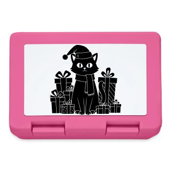 Weihnachtskatze zwischen Geschenken - Brotdose - Pink - Vorne