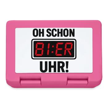Lustiges Bier-Uhr Spruchmotiv - Brotdose - Pink - Vorne