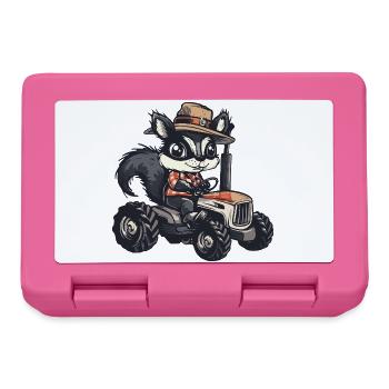 Stinktier Traktor Farmer - Brotdose - Pink - Vorne