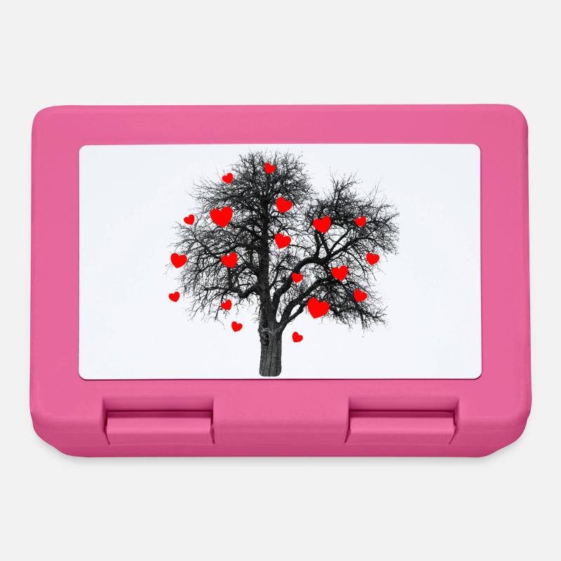 Rote Herzen Baum mit Herzen - Brotdose - Pink