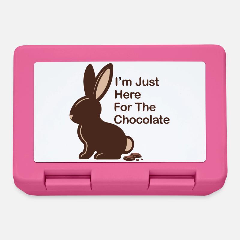 Just here for chocolate Schokoladen Osterhase - Brotdose - Pink