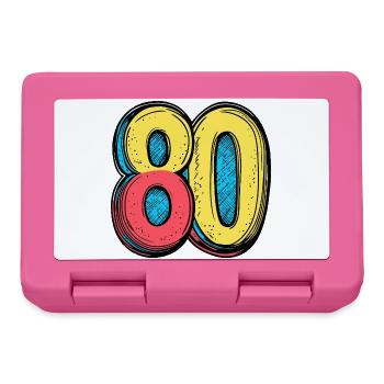 80 Zahl Bunt - Brotdose - Pink - Vorne