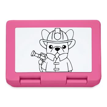 Frenchie Firefighter Dog Outline - Lunchbox - pink - Front