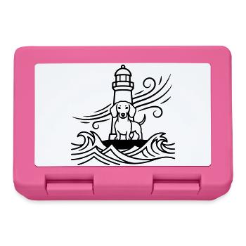 Dackel Sturm Leuchtturm Meer - Brotdose - Pink - Vorne