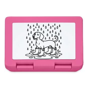 dackel im regen witzig gummistiefel - Brotdose - Pink - Vorne