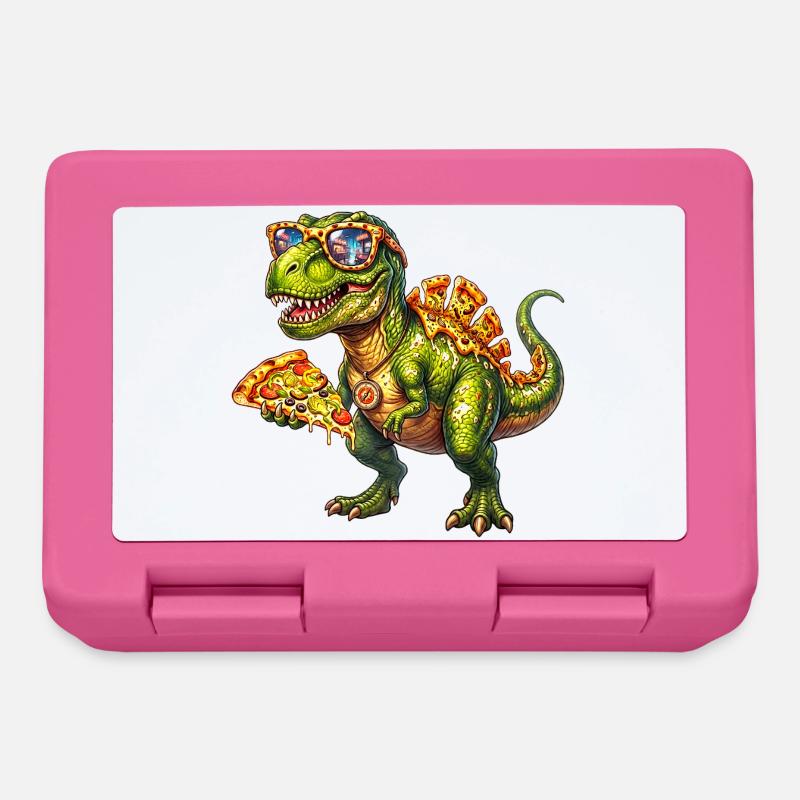 Cool Pizza T Rex Funny Dinosaur Food Lover Design - Lunchbox - pink