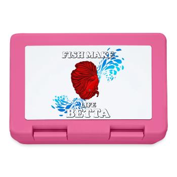 Fish Make Life Beta mit Roten Betta-Fischen - Brotdose - Pink - Vorne