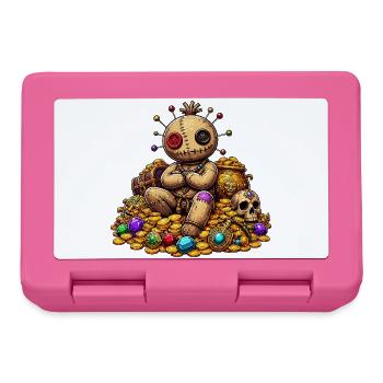 Genähte Voodoo Puppe Schatzpirat im Gold - Brotdose - Pink - Vorne