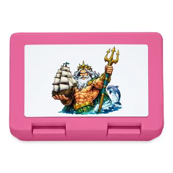 Neptun mit Seegelschiff - Brotdose - Pink - Vorne