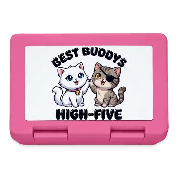 Süße Comic Katzen machen High Five – Best Buddys  - Brotdose - Pink - Vorne
