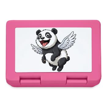 Cute Panda Angel with Wings Cartoon - Lunchbox - pink - Front