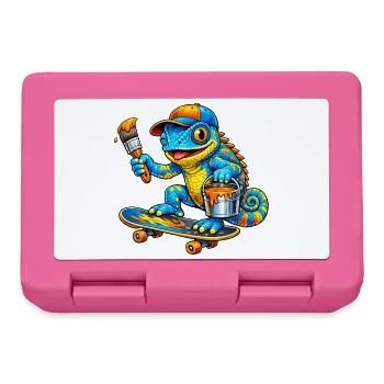 Chameleon on skateboard - Lunchbox - pink - Front