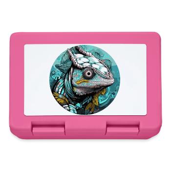 Chamäleon Kopf Türkis Illustration - Brotdose - Pink - Vorne