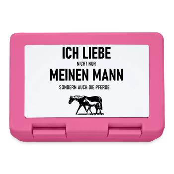 Fraut liebt Mann und Pferde - Brotdose - Pink - Vorne
