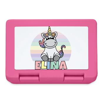 Nom de licorne Elina - Boîte à goûter - rose - Devant