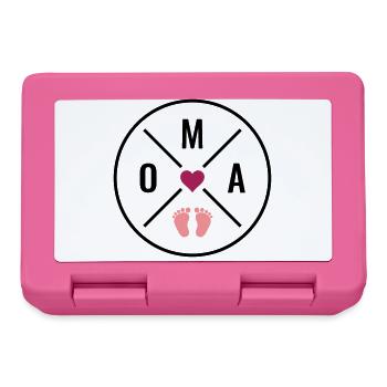 Oma Herz Baby Babyfüße Liebe Farben anpassbar OMA - Brotdose - Pink - Vorne