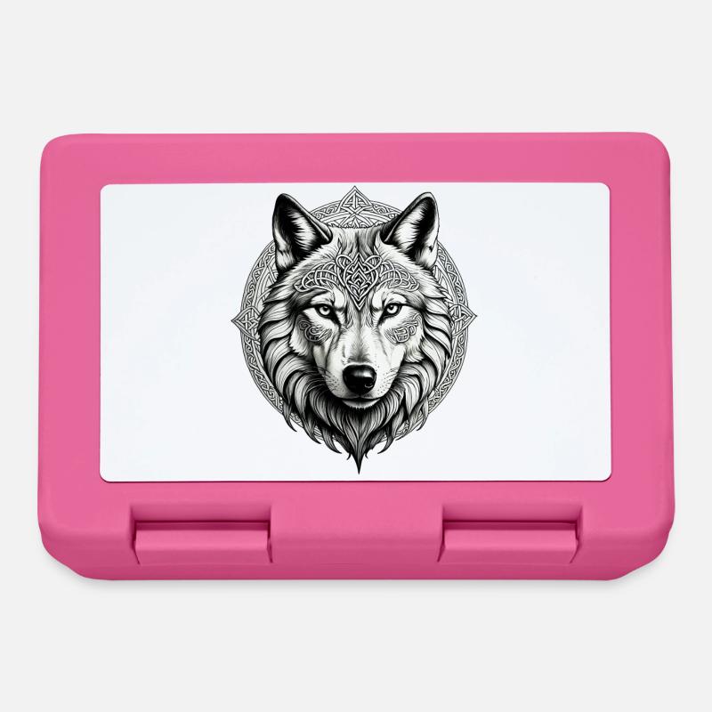 Loup avec nœud celtique 01 - Boîte à goûter - rose